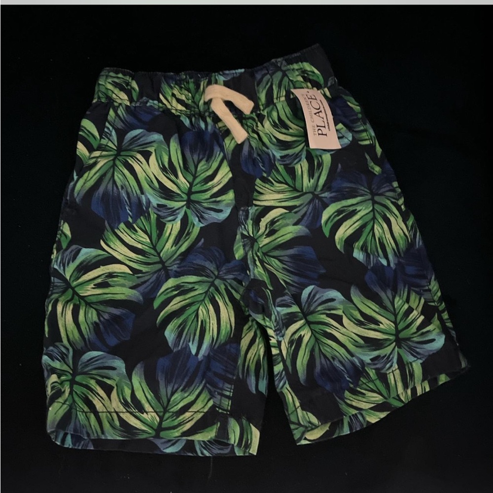 The children’s Place Kids Leaf Pattern Shorts - Green and Blue